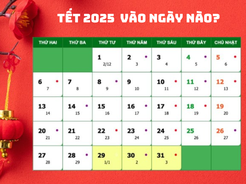 Tet 2025 vao ngay nao