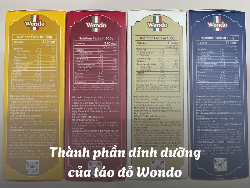 Thanh phan dinh duong cua Tao do Wondo